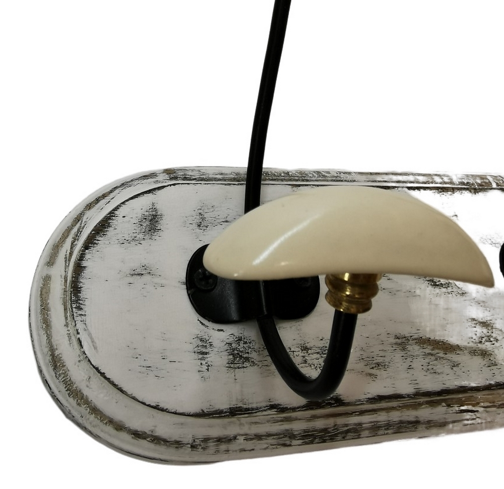 PATERE QUALITES 3 TETES 40 CM BLANC PATINE ET CERAMIQUE - Photo N°2