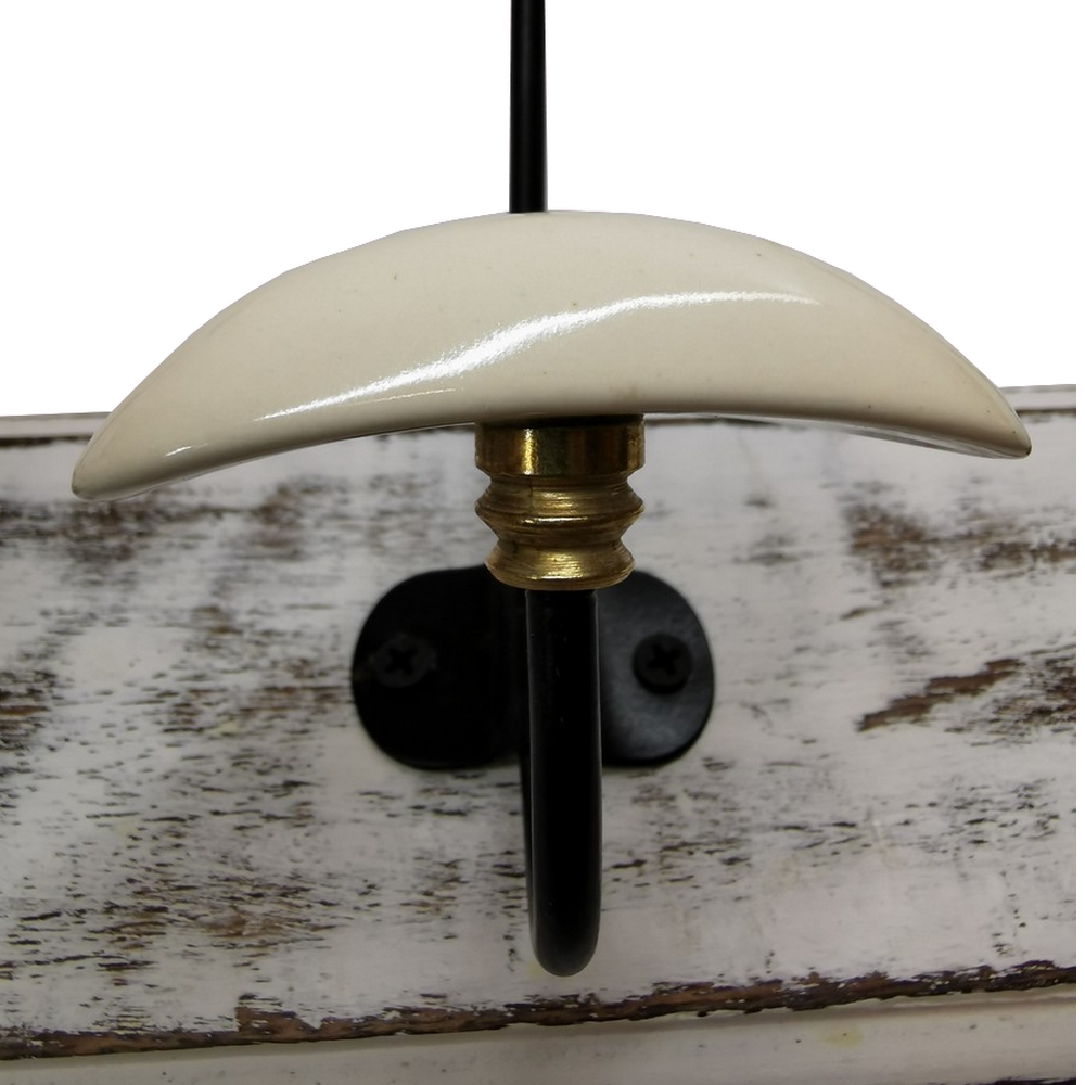 PATERE QUALITES 3 TETES 40 CM BLANC PATINE ET CERAMIQUE - Photo N°4