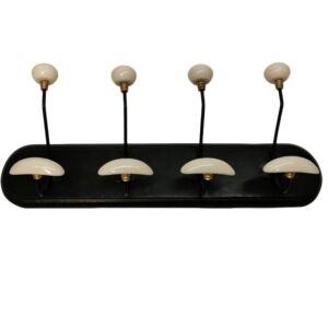 PATERE QUALITES 4 TETES 48 CM NOIR PATINE ET CERAMIQUE