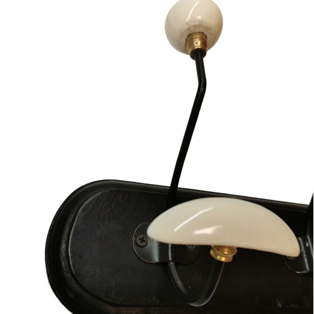 PATERE QUALITES 4 TETES 48 CM NOIR PATINE ET CERAMIQUE - Photo N°2