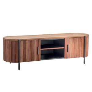 MEUBLE TV TROMS 2 PORTES 2 NICHES 160 X 50 X 50 CM MAHOGANY ET TECK RECYCLE