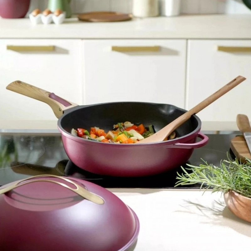 LA FABULEUSE POELE 28 CM COULEUR ROUGE RUBIS POELE 8 EN 1 - Photo N°3