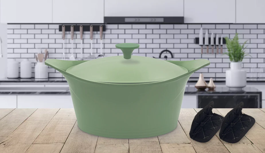 L'INCROYABLE COCOTTE 28 CM COULEUR VERT SAUGE SANS BOUTON NI MANIQUE - Photo N°2