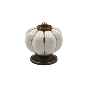 POIGNEE CERAMIQUE COURONNE BLANCHE ET DOREE