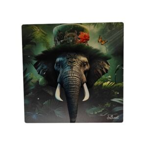 IMPRESSION S BINET ELEPHANT FANTASTIQUE SUR DIBOND AVEC ATTACHE 20 X 20 CM