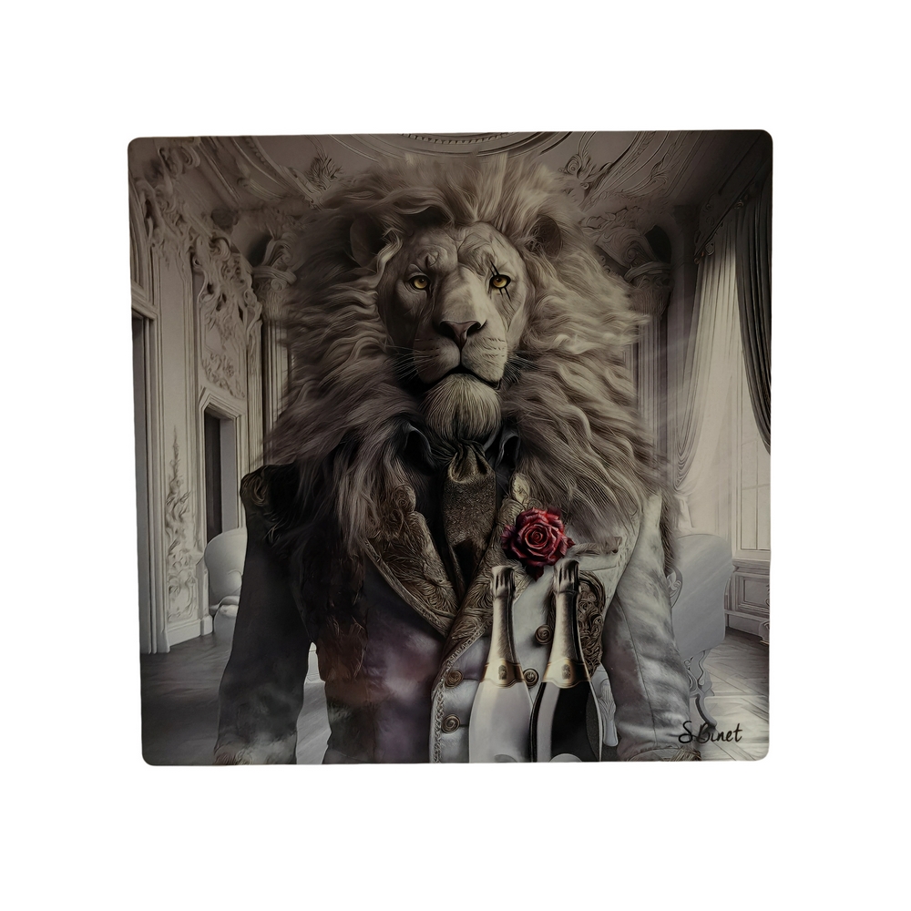 IMPRESSION S BINET LION LUXURY SUR DIBOND AVEC ATTACHE 20 X 20 CM - Photo N°1