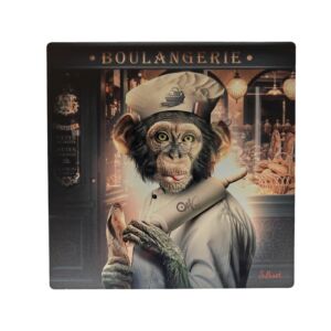IMPRESSION S BINET SINGE BOULANGER SUR DIBOND AVEC ATTACHE 20 X 20 CM