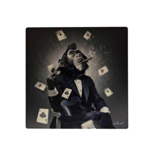 IMPRESSION S BINET SINGE POKER SUR DIBOND AVEC ATTACHE 20 X 20 CM