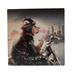 IMPRESSION S BINET LION NEW YORK SUR DIBOND AVEC ATTACHE 20 X 20 CM