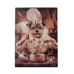 IMPRESSION S BINET CHIEN C'EST MOI LE CHEF SUR DIBOND AVEC ATTACHE 20 X 28 CM