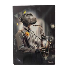 IMPRESSION S BINET SINGE SAXOPHONISTE SUR DIBOND AVEC ATTACHE 20 X 28 CM