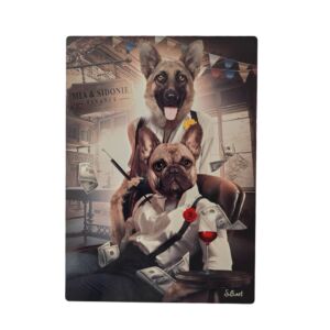 IMPRESSION S BINET CHIEN MIA  et  SIDONIE SUR DIBOND AVEC ATTACHE 20 X 28 CM