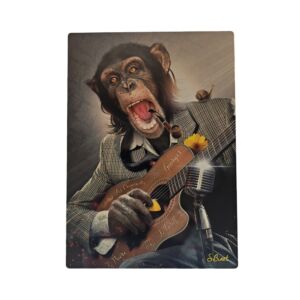 IMPRESSION S BINET SINGE GUITARE SUR DIBOND AVEC ATTACHE 20 X 28 CM
