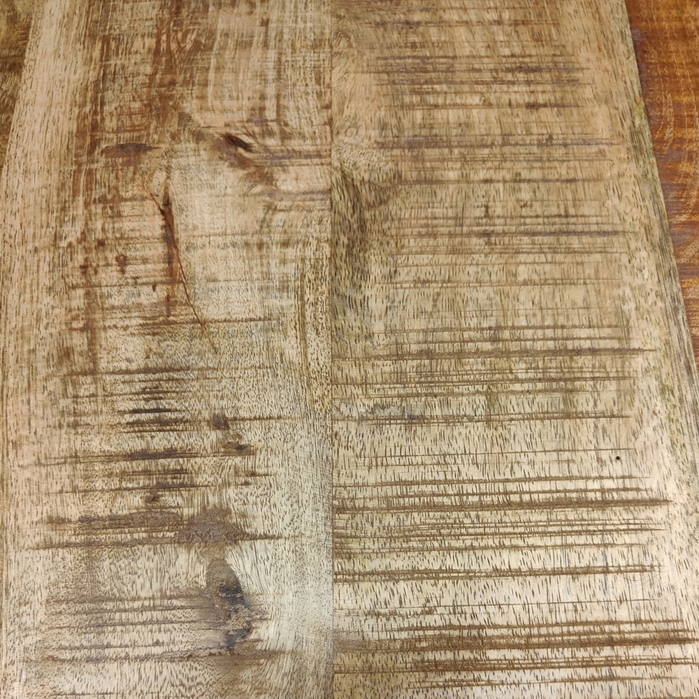 TABLE RONDE ZEN PLATEAU MANGUIER PIED METAL NOIR 180 X 180 X 78 CM - Photo N°3