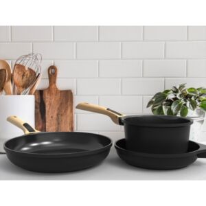 BATTERIE DE CUISINE AMOVIBLE 7 PIECES NOIR METEOR