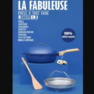 LA FABULEUSE POELE 24 CM COULEUR SAPHIR POELE 8 EN 1