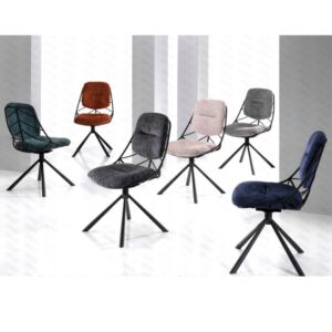 CHAISE LEXI STRUCTURE METAL NOIR PIVOTANTE TISSU BLEU 56 X 63 X 92 CM