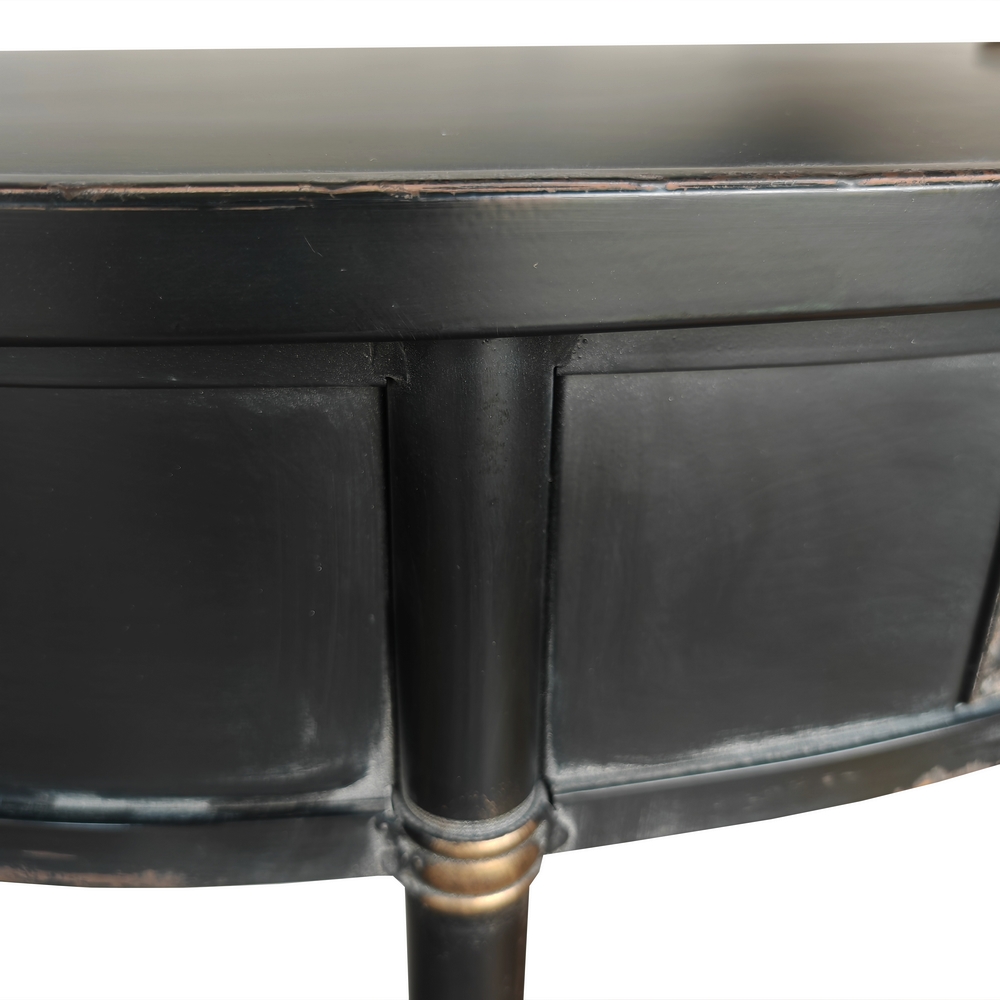 CONSOLE OXFORD DEMI RONDE EN METAL NOIR EFFET VIEILLI 120 X 44 X 80 CM - Photo N°4