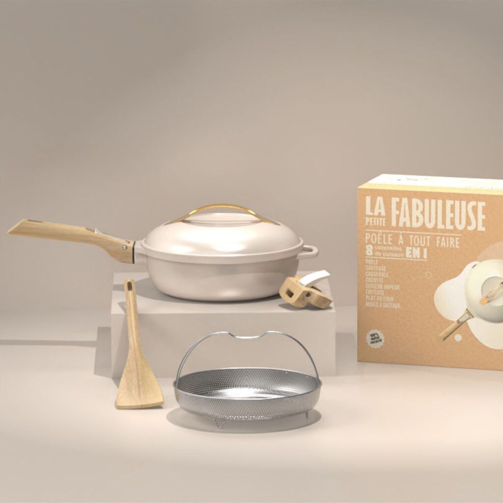 LA FABULEUSE POELE 24 CM COULEUR BLANC MERINGUE 8 EN 1 - Photo N°1
