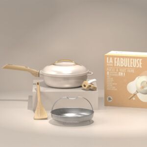 LA FABULEUSE POELE 24 CM COULEUR BLANC MERINGUE 8 EN 1