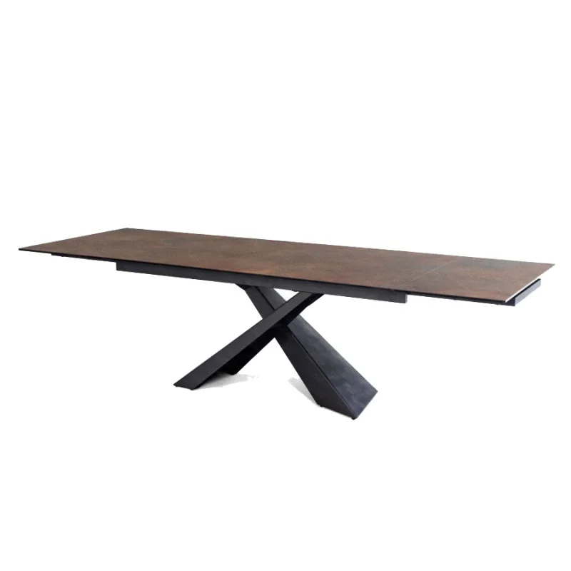 TABLE BOND 180/280 X 98 X 76 CM 2 ALLONGES CERAMIQUE BRONZE ROUILLE - Photo N°8