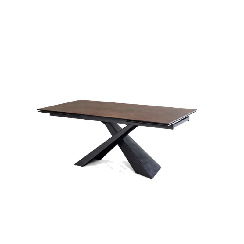TABLE BOND 180/280 X 98 X 76 CM 2 ALLONGES CERAMIQUE BRONZE ROUILLE - Photo N°7