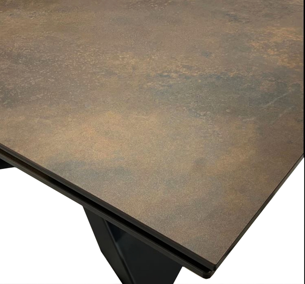 TABLE BOND 180/280 X 98 X 76 CM 2 ALLONGES CERAMIQUE BRONZE ROUILLE - Photo N°3