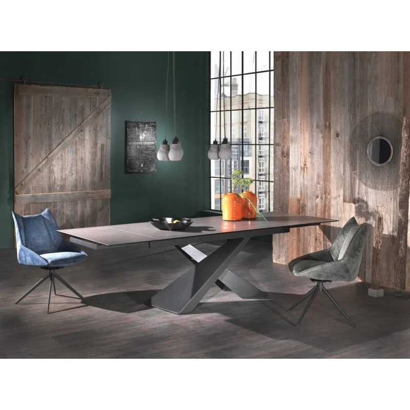 TABLE BOND 180/280 X 98 X 76 CM 2 ALLONGES CERAMIQUE BRONZE ROUILLE - Photo N°1