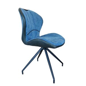 CHAISE MOBILINE PIED FIXE METAL NOIR ASSISE BLEUE TISSU 52 X 60 X 87 CM