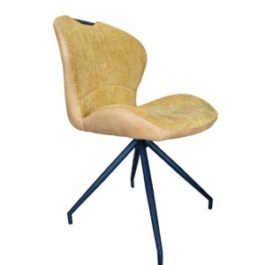 CHAISE MOBILINE PIED FIXE METAL NOIR ASSISE JAUNE TISSU 52 X 60 X 87 CM