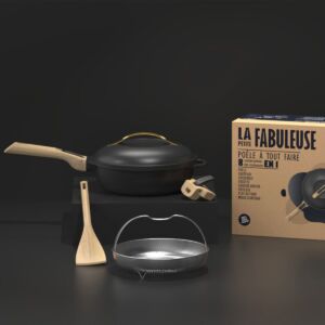 LA FABULEUSE POELE 24 CM COULEUR NOIR METEOR POELE 8 EN 1