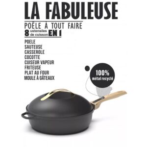 LA FABULEUSE POELE 28 CM COULEUR NOIR METEOR POELE 8 EN 1