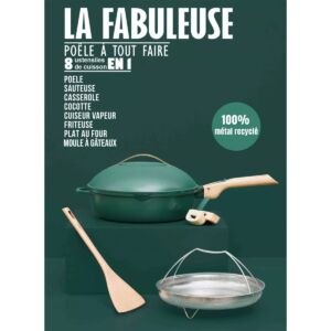 LA FABULEUSE POELE 28 CM COULEUR VERT CANOPEE POELE 8 EN 1