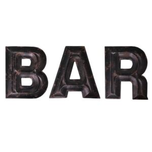 MOT BAR EN METAL AVEC RELIEF EFFET PATINE 46 X 4 X 105 CM