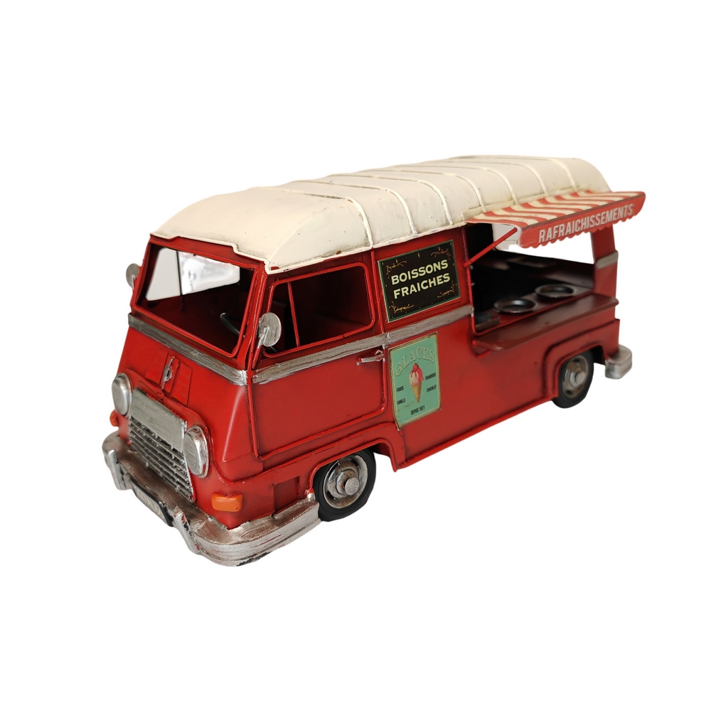 CAMION DE GLACE ANCIENNE ESTAFETTE METAL ROUGE 32 X 15.5 X 15 CM - Photo N°5