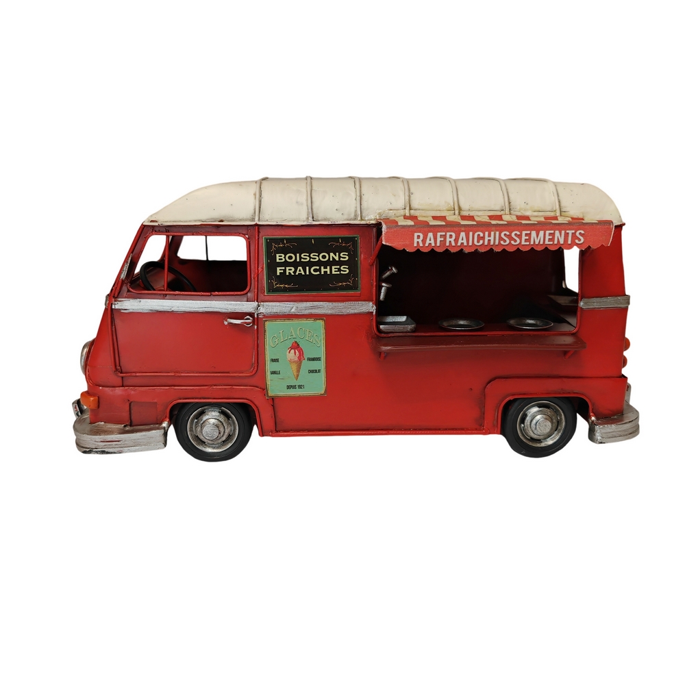 CAMION DE GLACE ANCIENNE ESTAFETTE METAL ROUGE 32 X 15.5 X 15 CM - Photo N°6