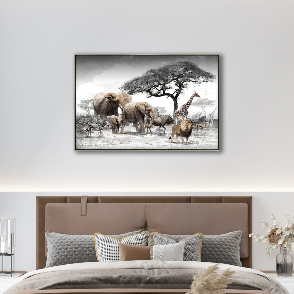 TOILE IMPRESSION RETOUCHEE A LA MAIN SAVANE 80 X 120 CM - Photo N°3
