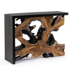 CONSOLE RACINE DE TECK ET TECK NOIR DIM ENV 100 X 76 X 35 CM