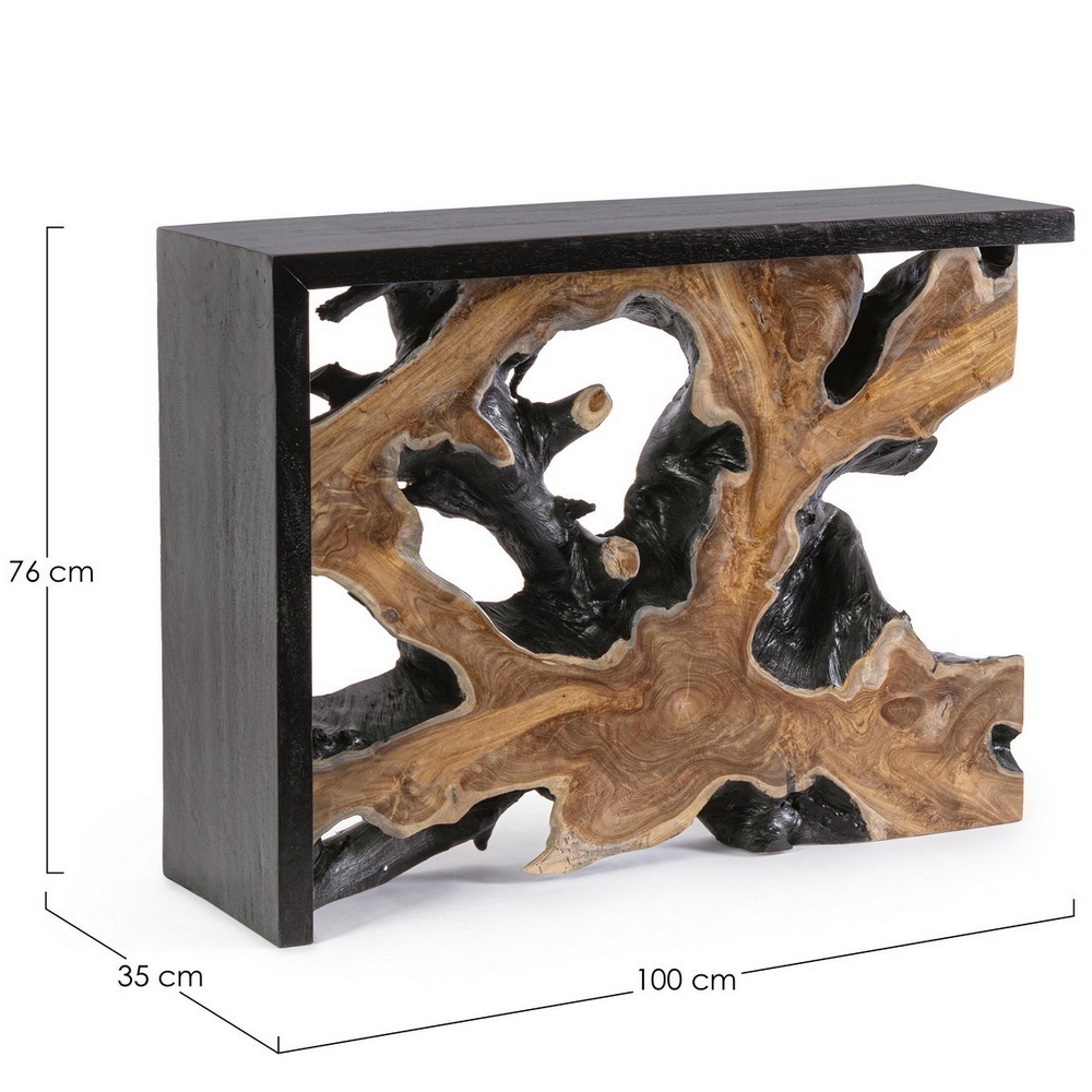 CONSOLE RACINE DE TECK ET TECK NOIR DIM ENV 100 X 76 X 35 CM - Photo N°6