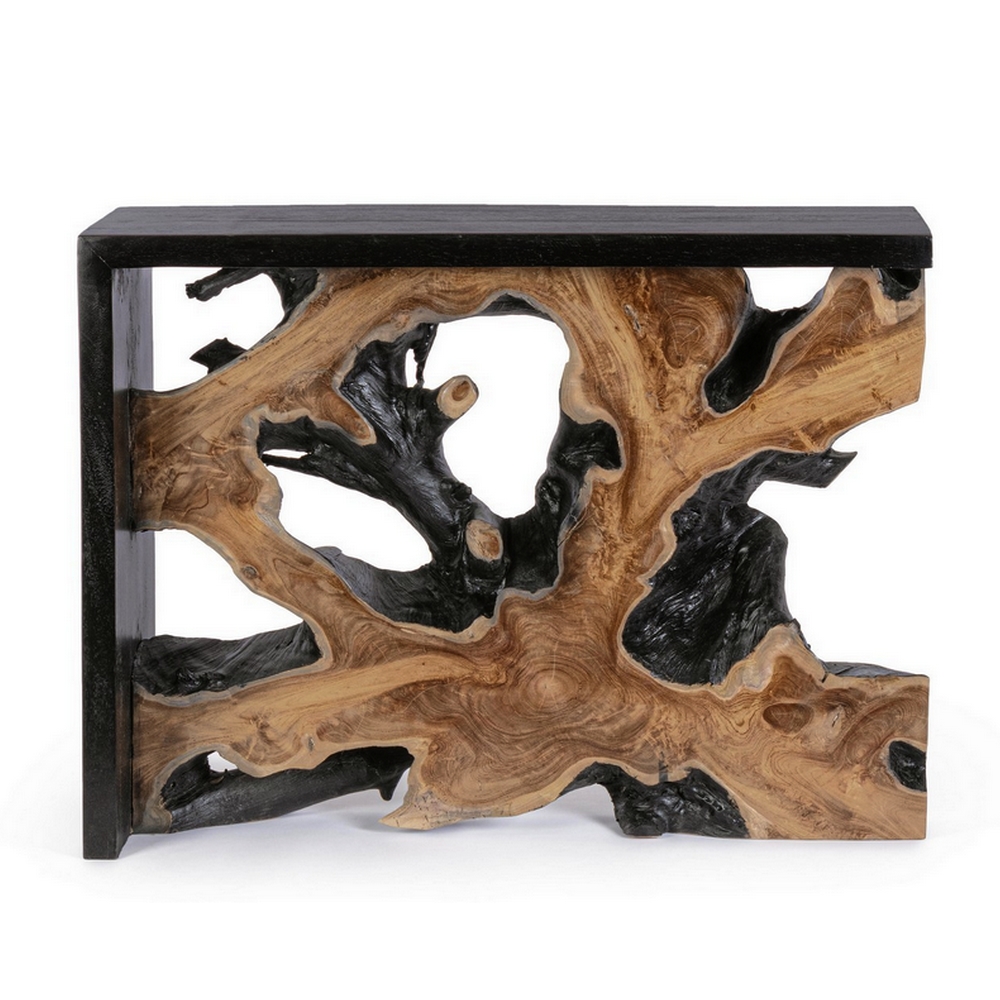 CONSOLE RACINE DE TECK ET TECK NOIR DIM ENV 100 X 76 X 35 CM - Photo N°5