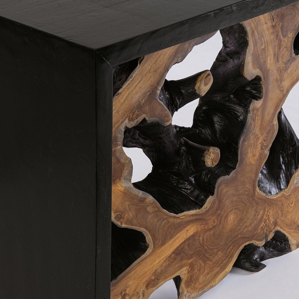 CONSOLE RACINE DE TECK ET TECK NOIR DIM ENV 100 X 76 X 35 CM - Photo N°3