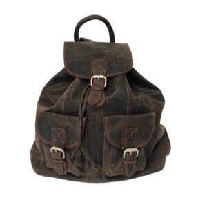 LE SOLANGE SAC A DOS CUIR BRUN 33 X 38 X 16 CM