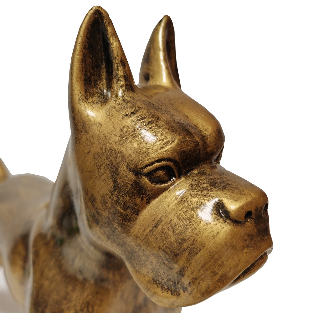 CHIEN BOXER RESINE DORE PATINE 50 X 22 X 45 CM - Photo N°2