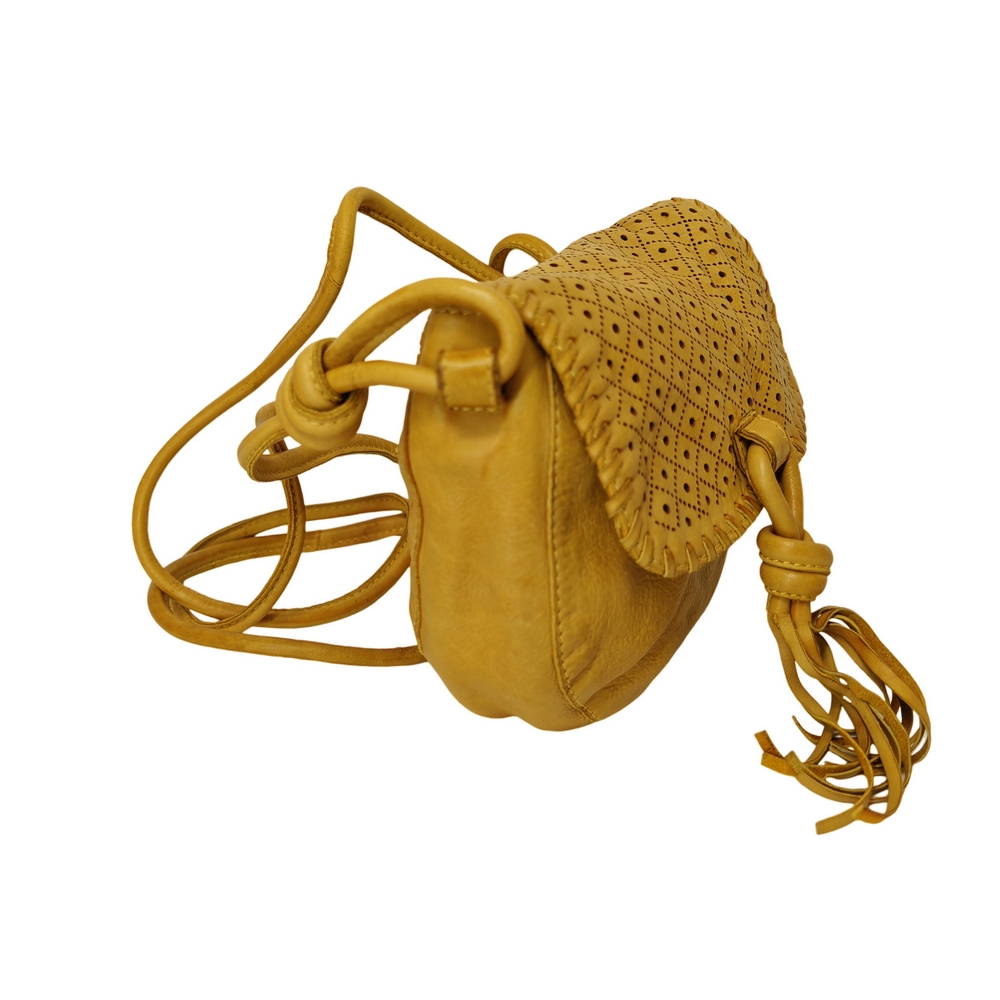 SAC A MAIN LE ELISEE EN CUIR SOUPLE MOUTARDE 22 X 20 X 7 CM - Photo N°4