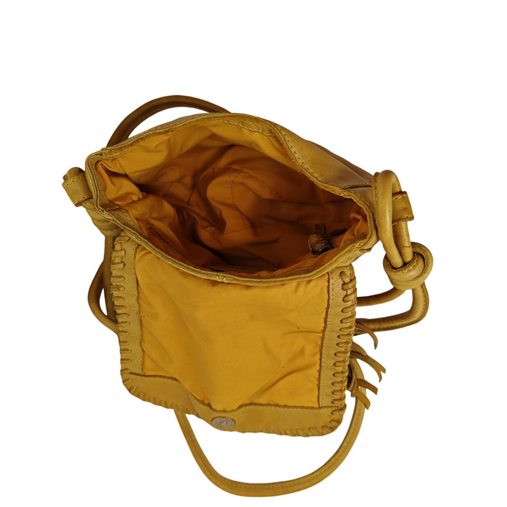 SAC A MAIN LE ELISEE EN CUIR SOUPLE MOUTARDE 22 X 20 X 7 CM - Photo N°2