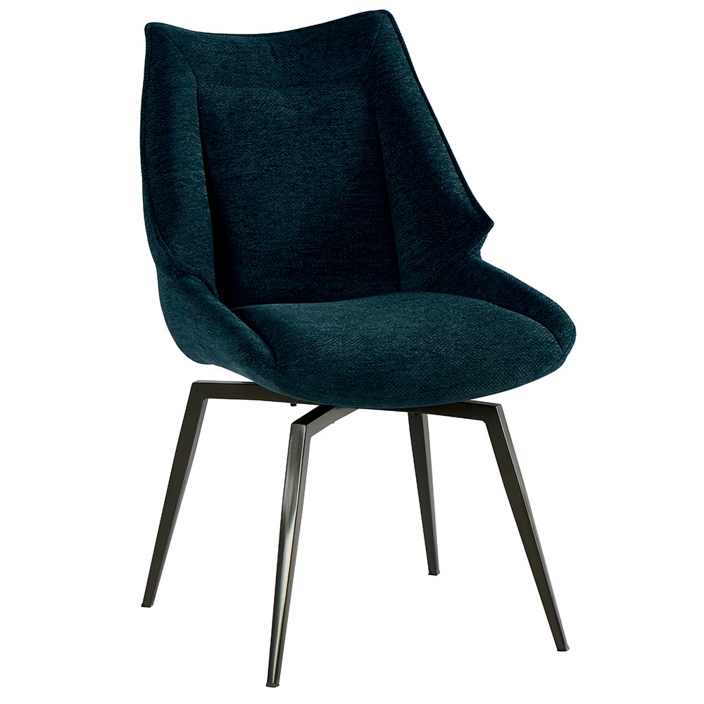 CHAISE NIKO PIED FIXE NOIR TISSU  BLEU 66 X 88 X 52 CM - Photo N°1