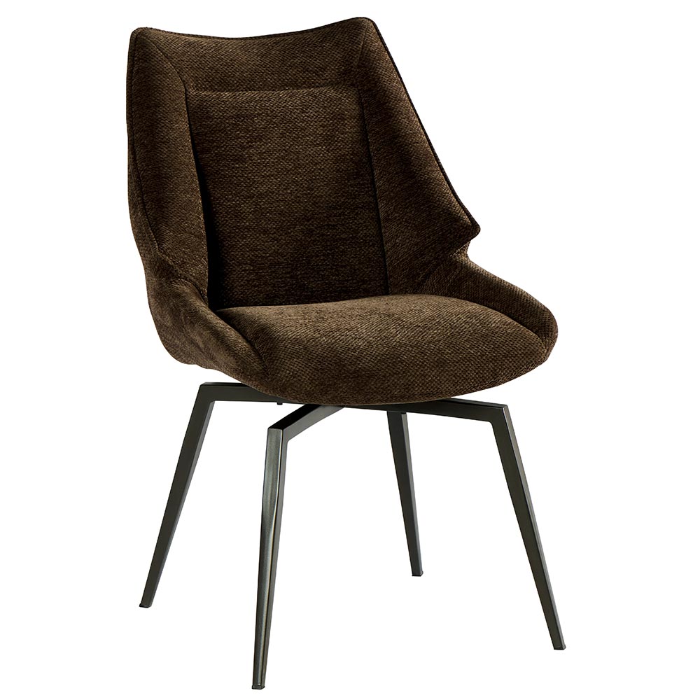 CHAISE NIKO PIED FIXE NOIR TISSU CHOCOLAT 66 X 88 X 52 CM - Photo N°1