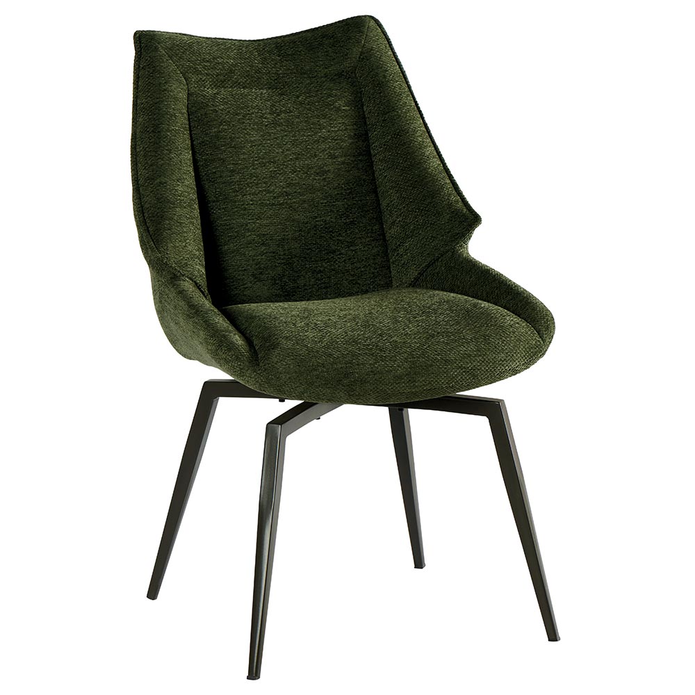 CHAISE NIKO PIED FIXE NOIR TISSU KAKI 66 X 88 X 52 CM - Photo N°1