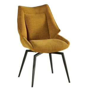 CHAISE NIKO PIED FIXE NOIR TISSU MOUTARDE 66 X 88 X 52 CM