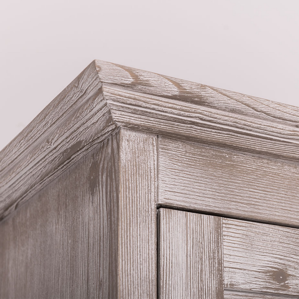 ARMOIRE PENDERIE 1 PORTE PERSIENNE PIN MASSIF LASURE GRISE 76 X 200 X 59 CM - Photo N°7